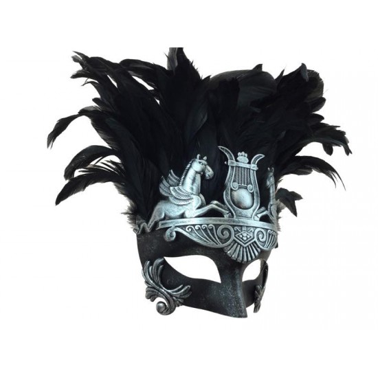 Silver Venetian Mask with Feather Silver Venetian Mask with Feather