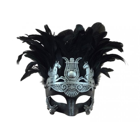 Silver Venetian Mask with Feather Silver Venetian Mask with Feather