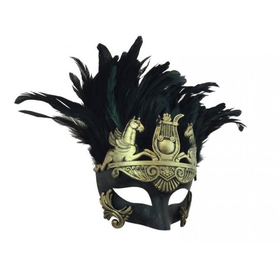 Gold Venetian Mask with Feather