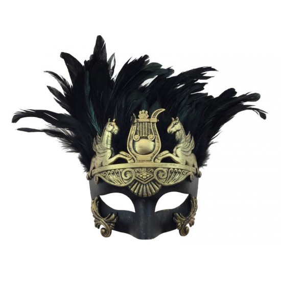 Gold Venetian Mask with Feather