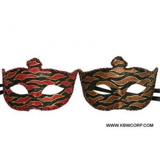 Flame Pattern Glitter Masquerade Masks - Assorted