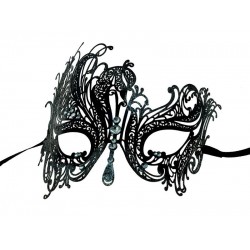 Black Phoenix Filigree Masquerade Mask with Silver Gems