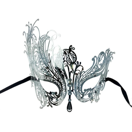 Silver Phoenix Filigree Masquerade Mask with Gems