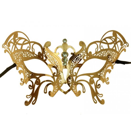 Rose Gold Butterfly Filigree Masquerade Mask