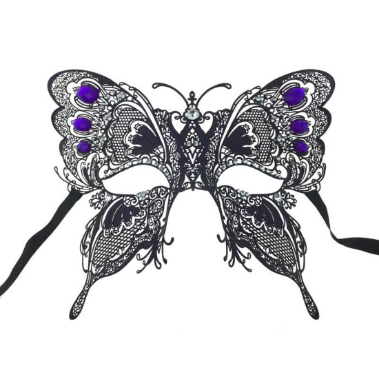 Purple Butterfly Filigree Mask with Purple Gems