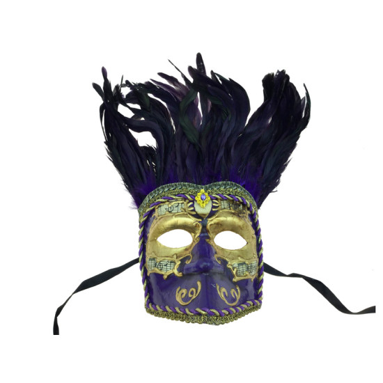 Purple Bauta Feather Mask Purple Bauta Feather Mask