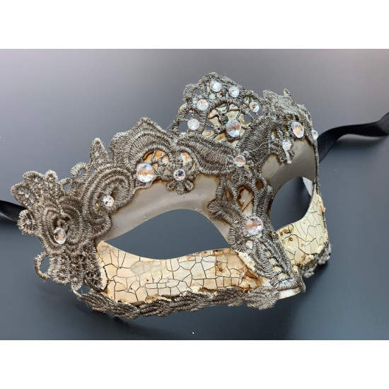 Cracked Silver Lace Masquerade Mask