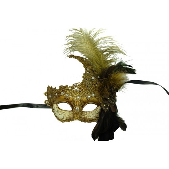 Cracked Lace Feather Mask