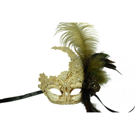 Cracked Lace Feather Mask