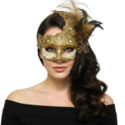 Cracked Lace Feather Mask