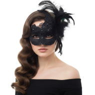 Black Feather Lace Mask
