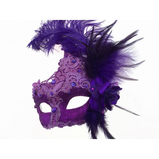 Purple Feather Lace Mask