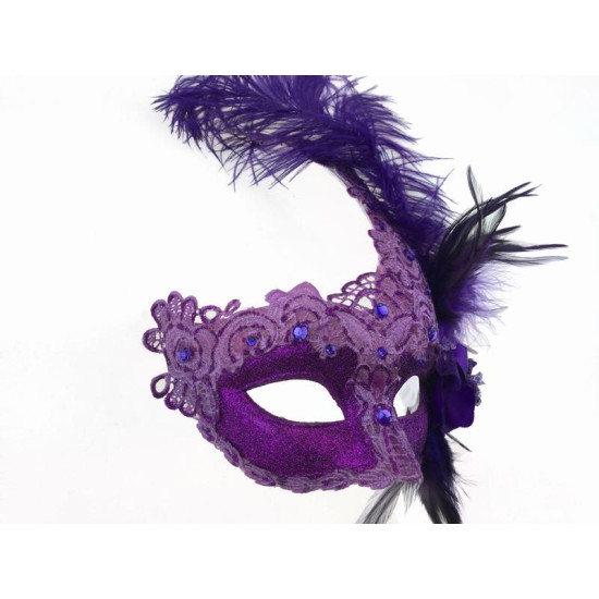 Purple Feather Lace Mask