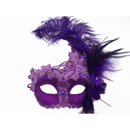 Purple Feather Lace Mask