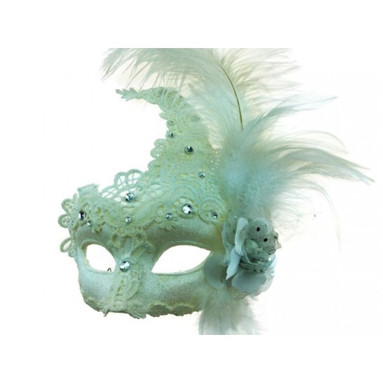 White Feather Lace Mask