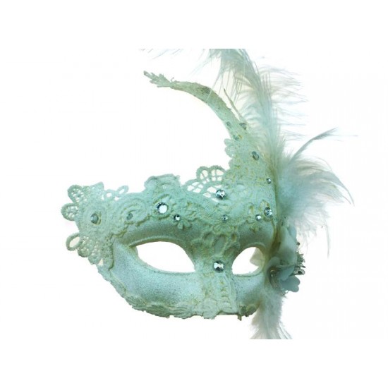 White Feather Lace Mask