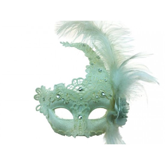 White Feather Lace Mask