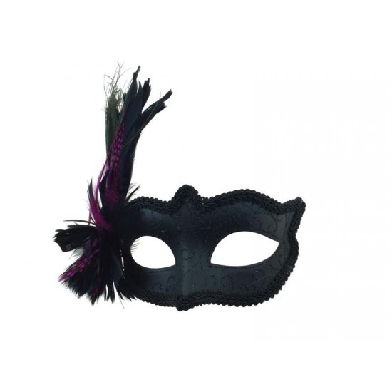 Black Purple Feather Mask
