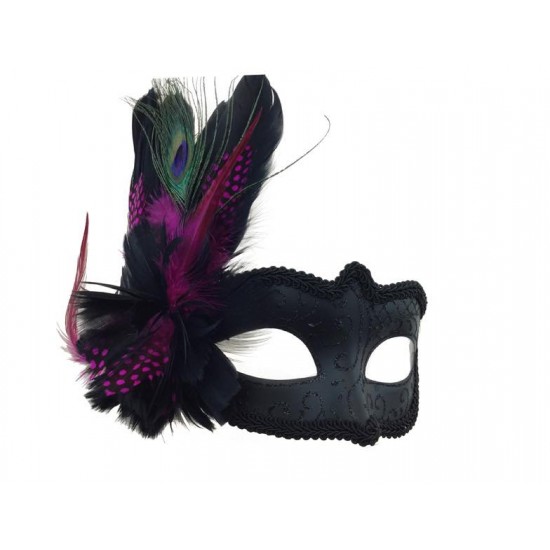 Black Purple Feather Mask