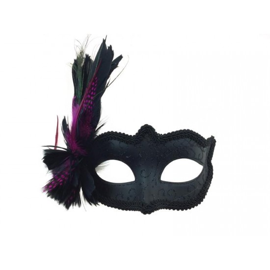 Black Purple Feather Mask