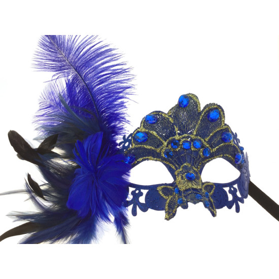 Blue Gem Feather Mask
