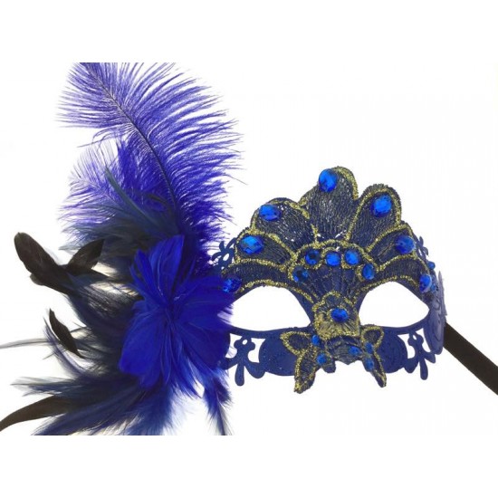 Blue Gem Feather Mask