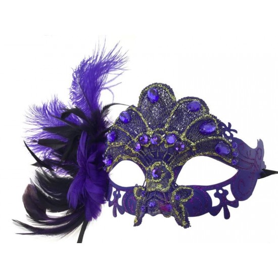 Purple Gem Feather Mask