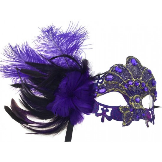Purple Gem Feather Mask