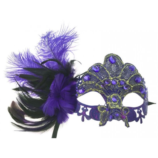 Purple Gem Feather Mask