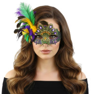 Mardi Gras Gem Feather Mask