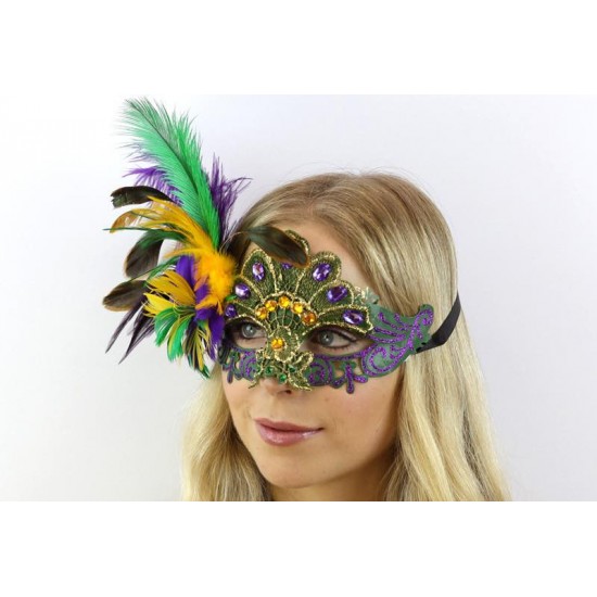 Mardi Gras Gem Feather Mask Mardi Gras Gem Feather Mask