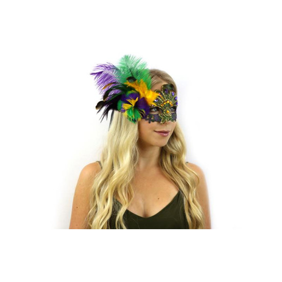 Mardi Gras Gem Feather Mask Mardi Gras Gem Feather Mask