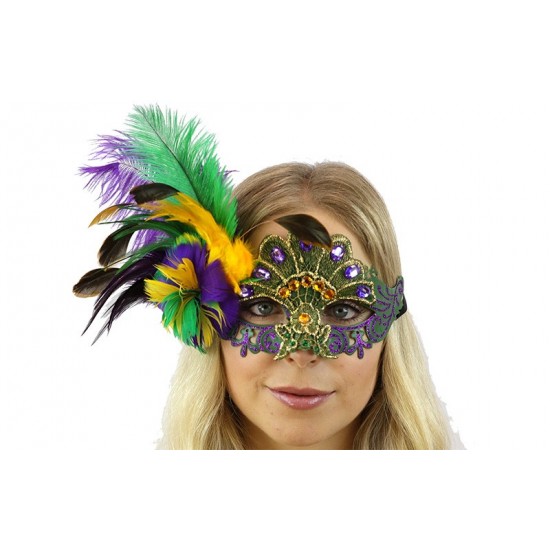 Mardi Gras Gem Feather Mask Mardi Gras Gem Feather Mask