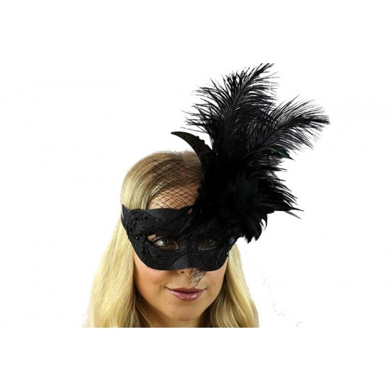 Black Feather Masquerade Mask Black Feather Masquerade Mask