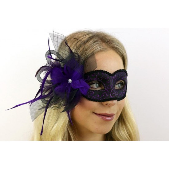 Purple Feather Masquerade Mask