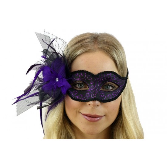 Purple Feather Masquerade Mask