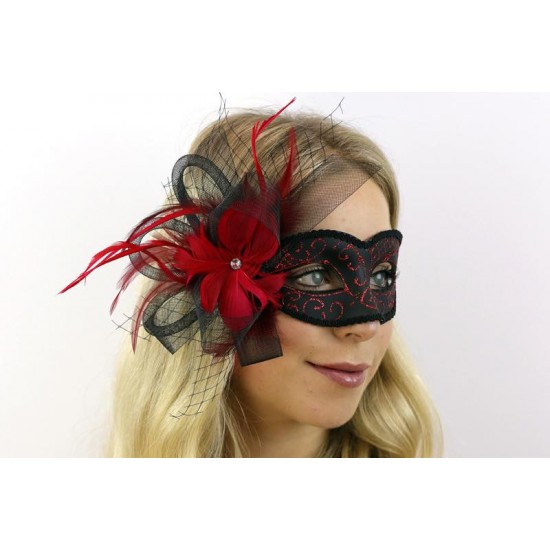 Red Feather Masquerade Mask