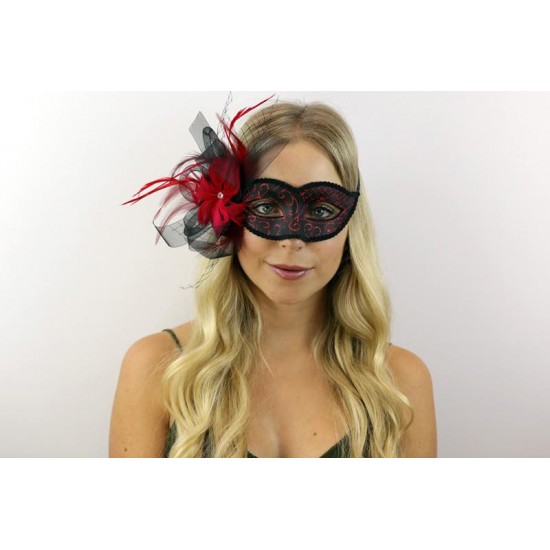 Red Feather Masquerade Mask