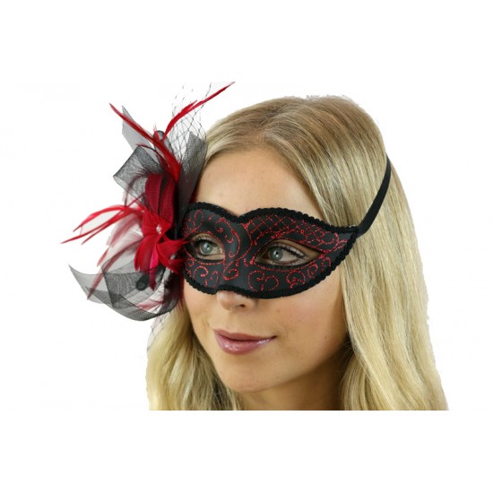 Red Feather Masquerade Mask