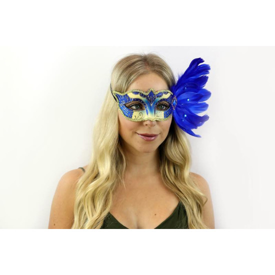 Blue Feather Masquerade Mask Blue Feather Masquerade Mask