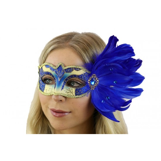 Blue Feather Masquerade Mask Blue Feather Masquerade Mask