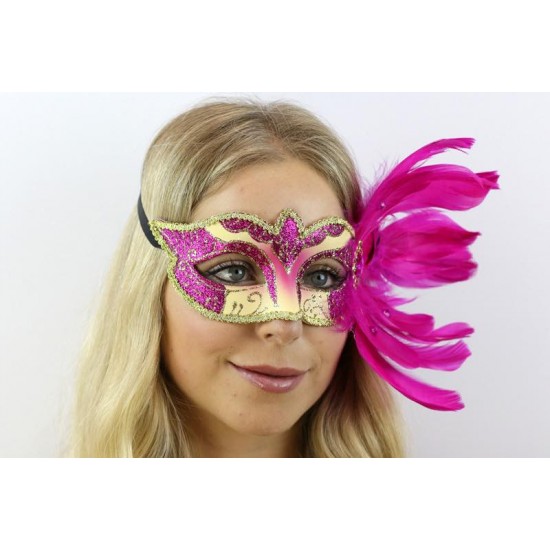 Hot Pink Feather Masquerade Mask Hot Pink Feather Masquerade Mask