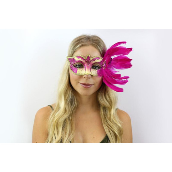 Hot Pink Feather Masquerade Mask Hot Pink Feather Masquerade Mask