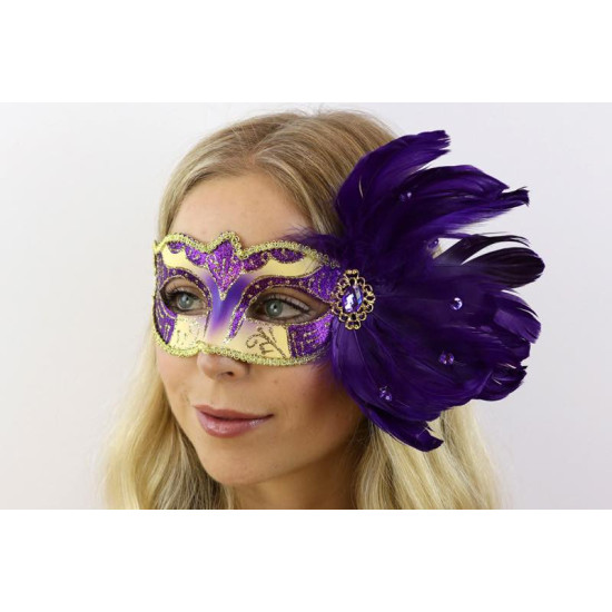 Purple Feather Masquerade Mask
