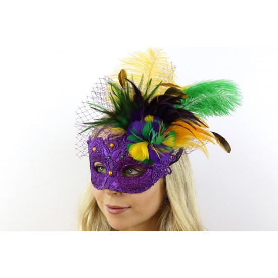 Mardi Gras Lace Feather Mask Mardi Gras Lace Feather Mask