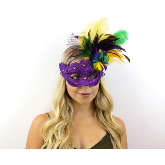 Mardi Gras Lace Feather Mask Mardi Gras Lace Feather Mask