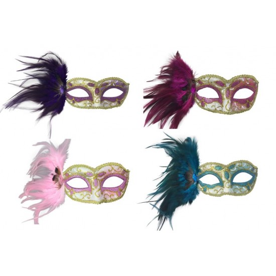 Feather Masquerade Mask - Assorted