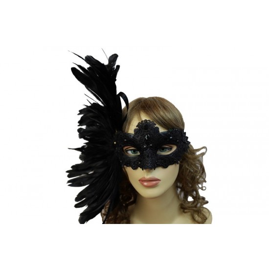 Black Carnival Feather Mask