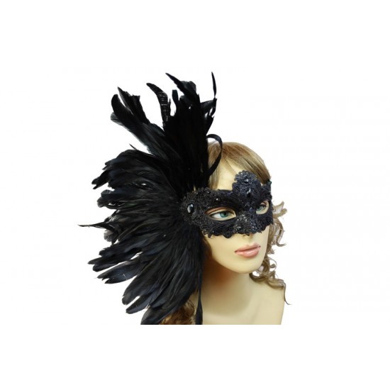 Black Carnival Feather Mask
