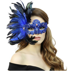 Blue Carnival Feather Mask